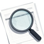 Pictogramme loupe sur documents financiers_02